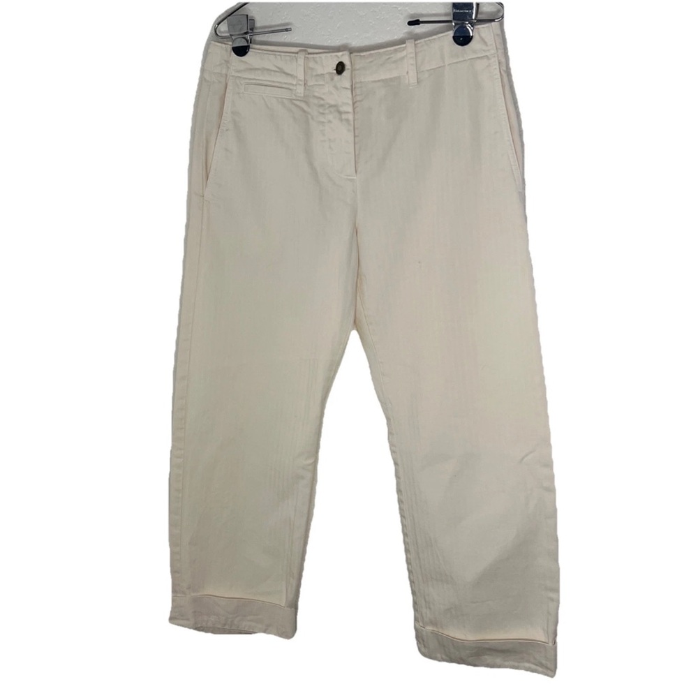 Nili Lotan Woman’s Chino HBT Trouser Cream Cropped Issue 2609988 Size 4 USA Made